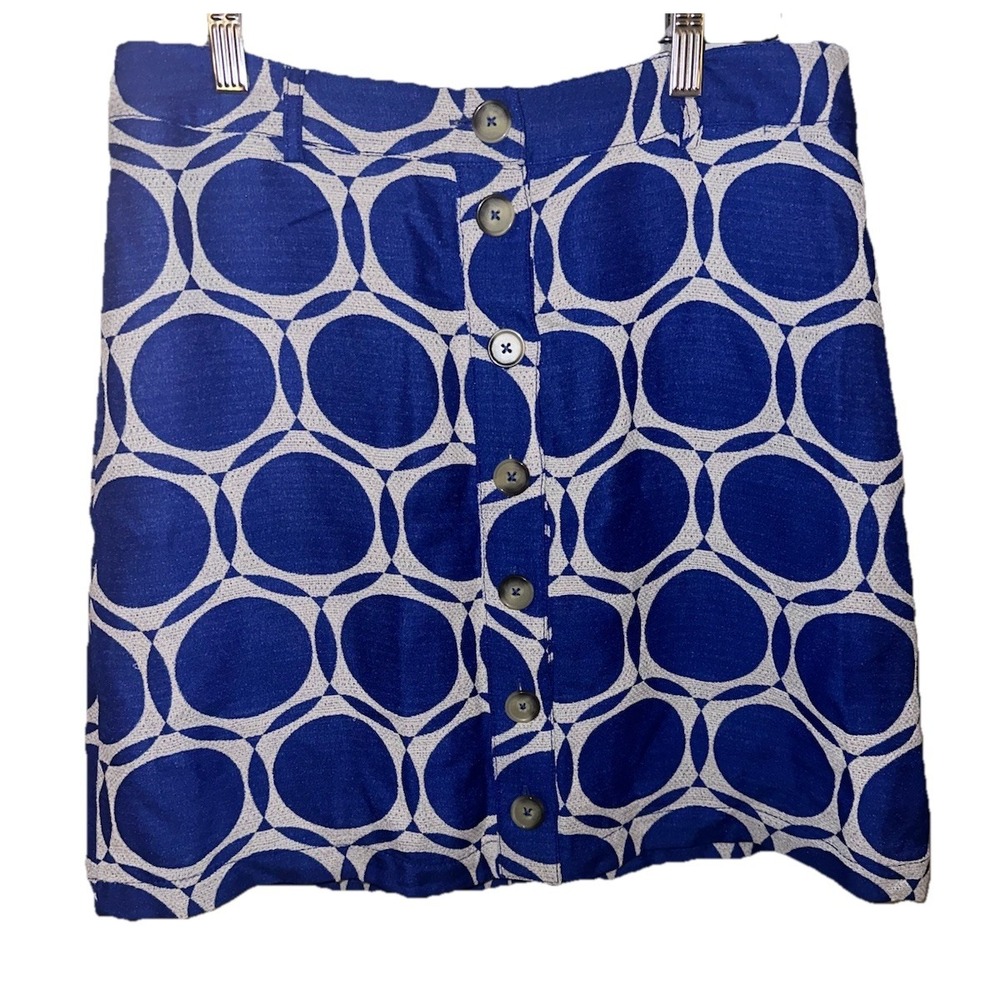 Maeve by Anthropologie Blue Geometric‎ Printed A-line Mini Skirt Sz 6 MSRP $98